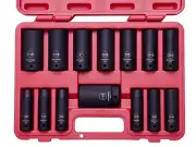 14 Piece Impact Socket Set 1/2 Inch Drive Deep SAE Sizes, 3/8-1-1/4 Inch 6 Po...