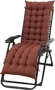 ele ELEOPTION Chair Cushion with Ties Rocking Recliners Chair Cushions High Back, Patio Chair Pad for Indoor and Outdoor Chaise Lounger Cushion 19x47inch Coffee