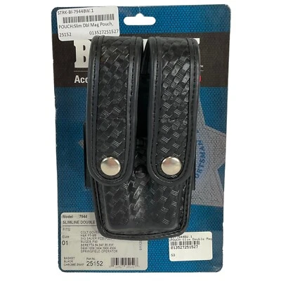 Bianchi Double Mag Pouch 7944 Slim Basketweave Silver Snaps SIG P220 225 239