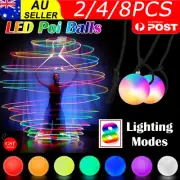 LED Poi Balls Multi-Colored Light up Ball for Belly Dance Party Festival UP8PCS