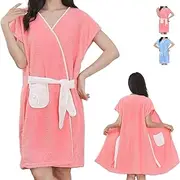 LHLZNB With pockets Bathrobe Bath Towel Wrap Womens Wearable Bath Towel Bathtub Shower Dress Absorbent Bathing Skirt for Sauna Spa Shower，bath towels，Suitable for home, swimming, beach (pink)
