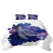 Turtle over Dark Blue Paint Stain Coverlet
