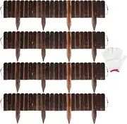 4 Pack Garden Wooden Fence Anti-Corrosive Outdoor Landscape Edging Flexible Decorative Border for Garden Yard Flower Tree Fence - 7.9'' H x 47'' L