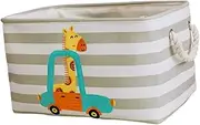 Luxshiny Cartoon Giraffe Canvas Storage Bin Foldable Laundry Hamper for Clothes Organizer Lightweight Decorative Basket for Home Multi Purpose Storage