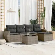 6 Piece Garden Sofa Set Grey Modular Outdoor Furniture Cushions Storage 53637