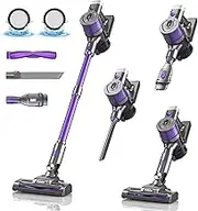 Battery Vacuum Cleaner 40000 Pa, Battery Vacuum Cleaner up to 50 Minutes Running Time, Wireless Vacuum Cleaner 300 W with LED Light and Anti-Tangle Brush, Vacuum Cleaner Perfect for Hard
