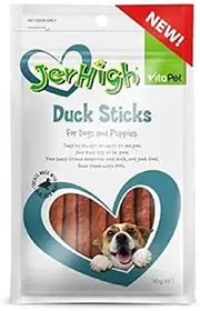 Vita Pet Jerhigh Duck Sticks, Dog Treats, for Adult Dogs and Puppies, 80g