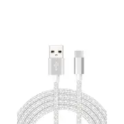 Catzon 1M 2M 3M 1Pack USB Type C Cable Nylon Braided Phone Cable Fast Charger Cable USB Cord -Silver
