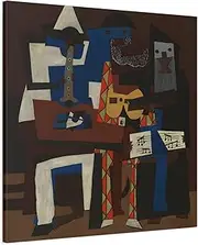 Pablo Picasso Three Musicians - Square Canvas Wall Art Print 32x32inch 80x80cm / 1.25inch 3.175cm