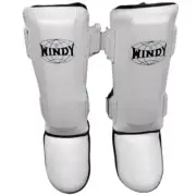 Windy shin guards White ( S,M,L, XL ) Genuine leather Training Muay Thai MMA K1