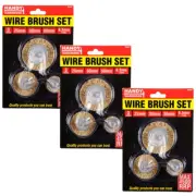 NEW 3 SETS Wide Flat Steel Wire Brush for Drills Brass Coated Rust Paint Remover
