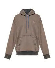 logo-patch denim drawstring hoodie XXS,XS Gray