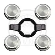 Hex Cut Chrome Knock Off Spinner Caps for Lowrider Wheels, Set of 4 + Wrench