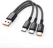 100W 6A Multi USB C Cable Fast Charging, USB C Splitter Cable, 3 in 1 Charger Cord with 3 Type C Port, for Cell Phones/Galaxy/PS/Tablets/iPads (1.2m)