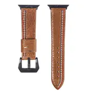 For Apple Watch 42mm Tiga Line Pattern PU Leather Wrist Watch Band (Brown)