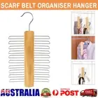 20 Bar Wooden Belt Organiser Hanger Scarf Storage Tie Rack Multi-function Closet