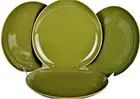 DIANE VON FURSTENBERG DVF Home Pebblestone Avocado Green Dinner Plate Set/4 New