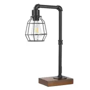 Industrial Steampunk Table Lamp Edison Bulb Metal A-Black 19.6x11.7x5.35 inch...