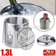 Double-Wall Stainless Steel Insulated Chilling Ice Bucket with Lid Ice Clip AUS