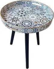 Gesodant Plastics Tray with Detachable Three Wooden 17.7 Inch Legs, Versatile Side Table with Tray Design, Perfect for Coffee, Tea, and Relaxation Time- Bohemian-Style (Bohemian)