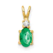 14K Yellow Gold Emerald Real Diamond pendant