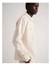[Blaq] Beau Textured Long Sleeve Overshirt in Ecru