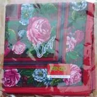 在飛比找Yahoo!奇摩拍賣優惠-法國品牌 KENZO 玫瑰花園 花卉系列 純棉手帕 玫紅色 