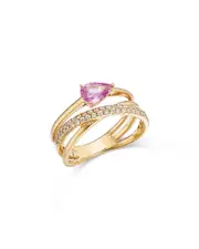 Bloomingdale's Fine Collection Pink Sapphire & Diamond Crossover Statement Ring in 14K Yellow Gold