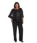 R&M Collection Asymmetric Poncho & Pant Set Woman Black Sparkle Size 10 NWT
