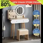 ALFORDSON Dressing Table Stool Set Makeup Mirror Vanity Desk LED Lights Wood