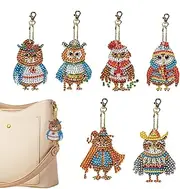 Animals Gem Painting Keychain | Rhinestones Ornaments Animal Keychain Gem Painting Arts Crafts | Rhinestone Pasted Key Chains, Full Gem Key Chain in Animal Shape for Suitcase