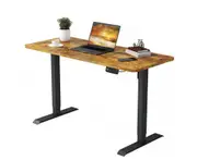 Advwin Electric Standing Desk Motorised Sit Stand Desk Ergonomic Stand Up Desk with 140 x 60cm Splice Board Black Frame/Walnut Color Table Top