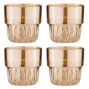 4pc Tempa Skye Gold Lowball Glass Drinking Tumblers 8.5x8.5x8.5cm Glassware