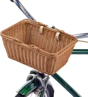 Bike Basket Wicker Basket Bike Hand-Woven Bicycle Basket Detachable Wicker Front