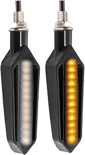 LED Indicator Blinkers Amber Lamp Accessories Motorcycle Turn Signals Lights Built Relay Flasher Motorcycle 24LED Flowing Water Blinker 12V 10mm(2Pcs-White to Yellow)