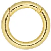 Clasp, Self Closing Hook, 4 Large Gold Plated Steel 25mm Round Hinged Bail Clasp