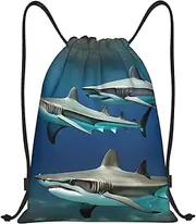 [WURTON] Hammerhead Sharks Print Drawstring Sport Bags Pull String Bag For All Occasions Gym Sack,Sports,Travelling