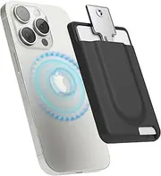 elago Key Magnetic Wallet Card Holder 2-Cards Compatible with MagSafe, Compatible with iPhone 16/15/14/13/12 Series - Key Holder, Secure Phone Wallet, Long Last Silicone, Scratch Protection (Black)