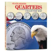 U.S. Statehood Quarters - Color Collector Map, Hangs on the Wall - Whitman