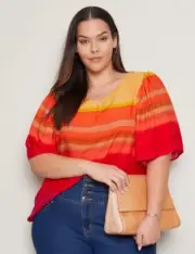 Autograph Brand Flutter Sleeve Ombré Top - Orange- Size 20 NWT