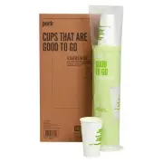 Perk Compostable Paper Hot Cup 16 Oz. White/Green 600/Carton PK56221VS
