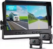 Ⅱ HD Wired Backup Camera System Kit,10 Inch Dual Split Screen Monitor with Recor