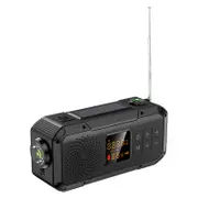 Small Emergency Radio, Waterproof Bluetooth Speaker, Portable Digital AM FM Radio with Flashlight, Solar and Battery Powered Crank Radio