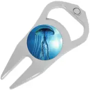 Blue Jellyfish Golf Ball Marker Divot Repair Tool Bottle Opener