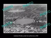 OLD POSTCARD SIZE PHOTO LAKELAND FLORIDA, AERIAL VIEW OF THE TOWN c1940