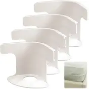 4PcsBed Sheet Fixing Clips, Bed Sheet Holder with Lock Strips, Heavy Duty Bedsheet Corner Tightener Clips, Bed Sheet Grippers Fixed, for Mattress Protectors, Blankets, Bedding（White） (White)