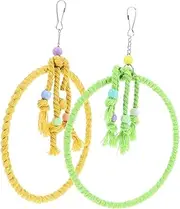 PENIKOKO 2pcs Cotton Rope Bird Swing and Perch for Small Birds Durable Braided Ring for Parrots Safe and Comfortable Rope for Finches and Canaries