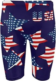 [Dallonan] Mens Swim Jammers American Stars Flag Quick Dry Athletic Swimsuit