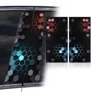 2x Car Center Pillar Honeycomb Print Blue Red Window Door B-Pillar Decals Wrap