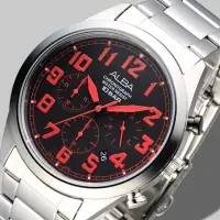 在飛比找momo購物網優惠-【ALBA】雅柏手錶 個性潮流三眼碼錶計時男錶-紅刻/AT3